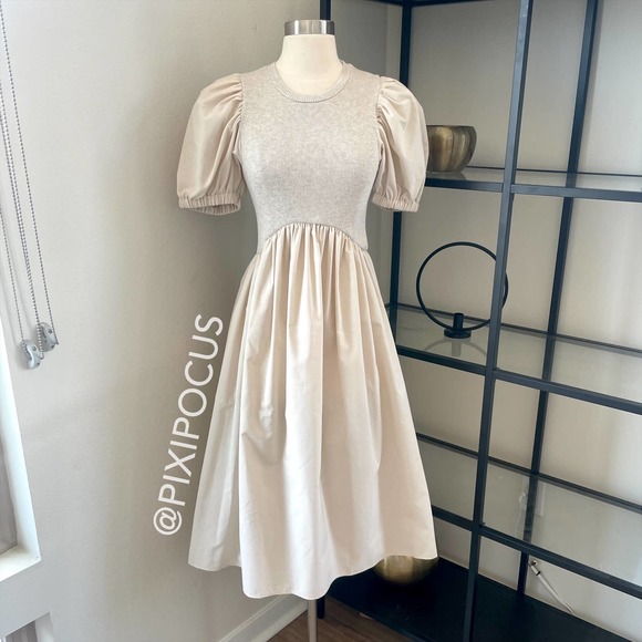 Zara Dresses Zara Combination Knit Polin Voluminous Midi Dress Poshmark